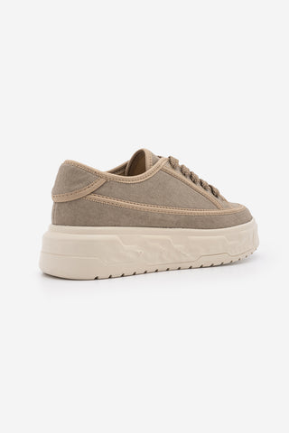 Kadın Sneaker Kalın Ultra Hafif Taban Spor Ayakkabı Ergu - Vizon Keten