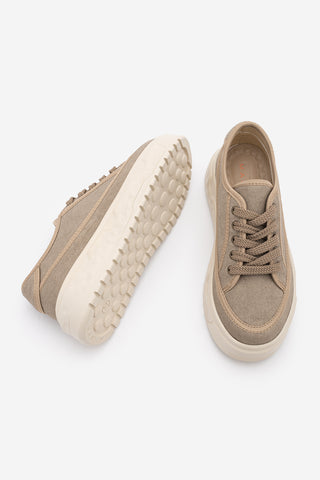 Kadın Sneaker Kalın Ultra Hafif Taban Spor Ayakkabı Ergu - Vizon Keten