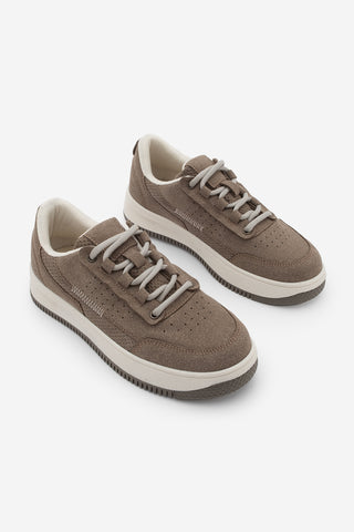 Kadın Sneaker Kalın Taban Spor Ayakkabı Loske - Vizon Süet