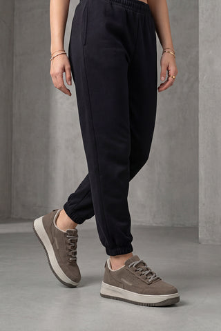 Kadın Sneaker Kalın Taban Spor Ayakkabı Loske - Vizon Süet