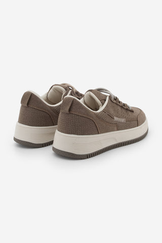 Kadın Sneaker Kalın Taban Spor Ayakkabı Loske - Vizon Süet