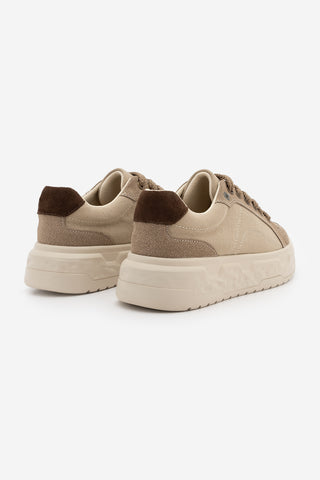 Kadın Sneaker Süet Kalın Ultra Hafif Taban Spor Ayakkabı Keten Noska - Bej