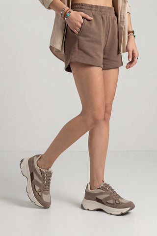 Kadın Sneaker Kalın Taban Spor Ayakkabı Volina - Vizon Süet