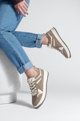 Kadın Sneaker Spor Ayakkabı Gosfin - Vizon Süet