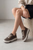 Kadın Sneaker Kalın Taban Spor Ayakkabı Hesna - Kahve Keten