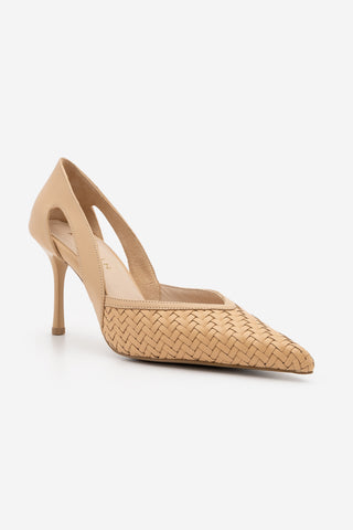 Kadın Stiletto Örgü Desen Topuklu Ayakkabı Tagilo - Camel
