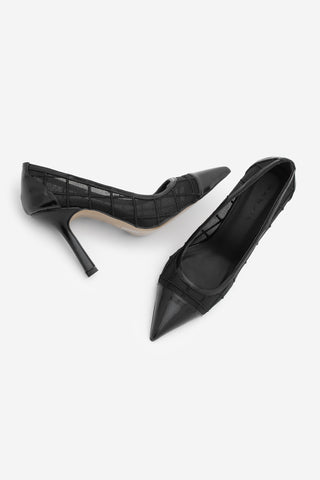 Kadın Stiletto Sivri Burun Fileli Topuklu Ayakkabı Zirva - Siyah