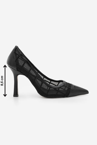 Kadın Stiletto Sivri Burun Fileli Topuklu Ayakkabı Zirva - Siyah