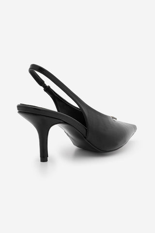 Kadın Stiletto Sivri Burun Tokalı Topuklu Ayakkabı Agira - Siyah