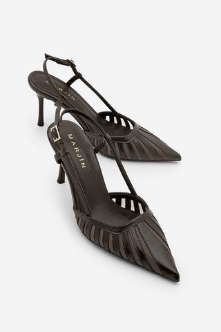 Kadın Stiletto Sivri Burun Klasik Topuklu Ayakkabı Sivon - Kahve