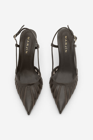 Kadın Stiletto Sivri Burun Klasik Topuklu Ayakkabı Sivon - Kahve