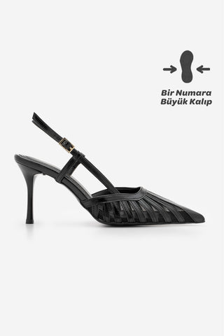 Kadın Stiletto Sivri Burun Klasik Topuklu Ayakkabı Sivon - Siyah