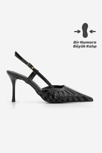 Kadın Stiletto Sivri Burun Klasik Topuklu Ayakkabı Sivon - Siyah