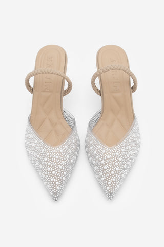Kadın Stiletto Taşlı Abiye Topuklu Ayakkabı Lala - Bej