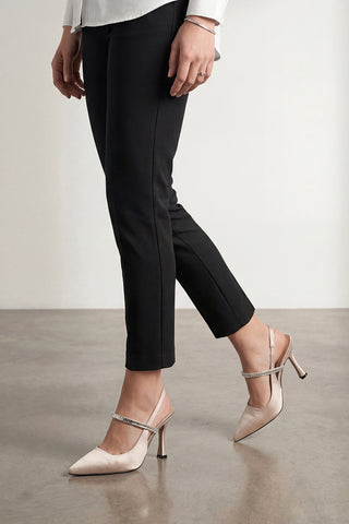 Kadın Stiletto Taşlı Topuklu Ayakkabı Lovan - Bej Saten