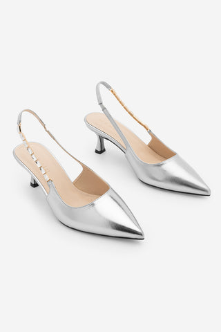 Kadın Stiletto Taşlı Topuklu Ayakkabı Zemora - Gümüş