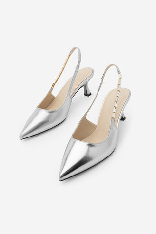 Kadın Stiletto Taşlı Topuklu Ayakkabı Zemora - Gümüş