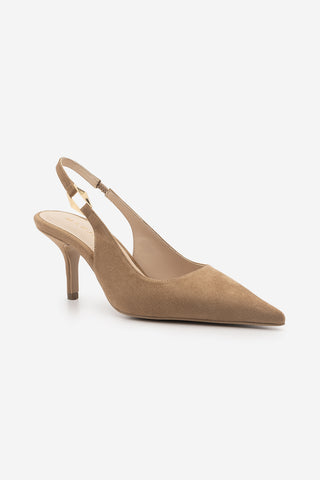 Kadın Stiletto Tokalı Topuklu Ayakkabı Henka - Camel Süet