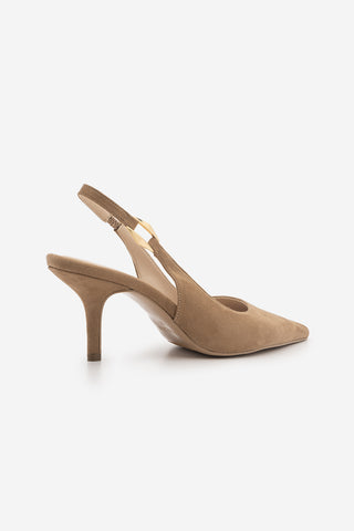 Kadın Stiletto Tokalı Topuklu Ayakkabı Henka - Camel Süet