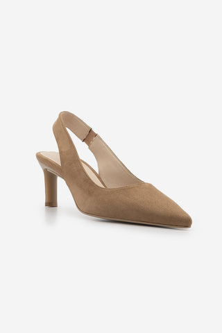 Kadın Stiletto Lastikli Klasik Topuklu Ayakkabı Cenvo - Camel Süet