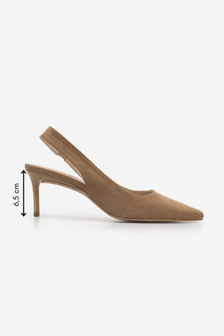 Kadın Stiletto Lastikli Klasik Topuklu Ayakkabı Cenvo - Camel Süet
