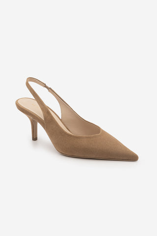 Kadın Stiletto Sivri Burun Klasik Topuklu Ayakkabı Dorve - Camel Süet