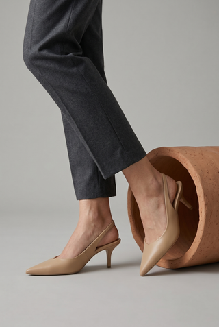 Kadın Stiletto Sivri Burun Klasik Topuklu Ayakkabı Dorve - Bej