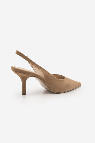 Kadın Stiletto Sivri Burun Klasik Topuklu Ayakkabı Dorve - Camel Süet
