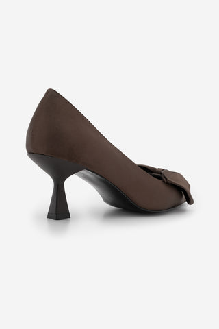 Kadın Stiletto Topuklu Ayakkabı Esilas - Kahve Saten
