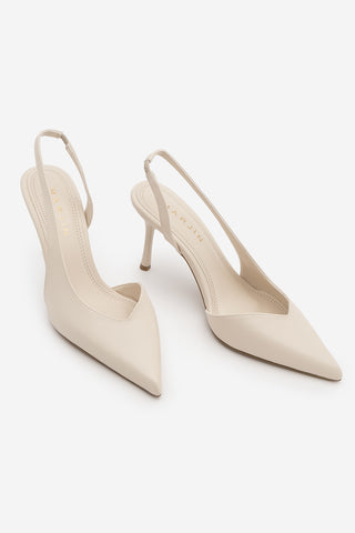 Kadın Stiletto Sivri Burun Topuklu Ayakkabı Esvin - Ekru