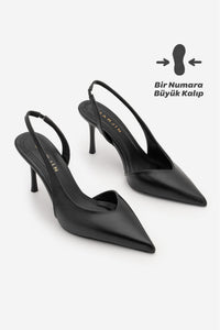 Kadın Stiletto Sivri Burun Topuklu Ayakkabı Esvin - Siyah