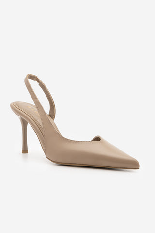 Kadın Stiletto Sivri Burun Topuklu Ayakkabı Esvin - Vizon