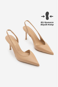 Kadın Stiletto Sivri Burun Klasik Topuklu Ayakkabı Esvin - Bej