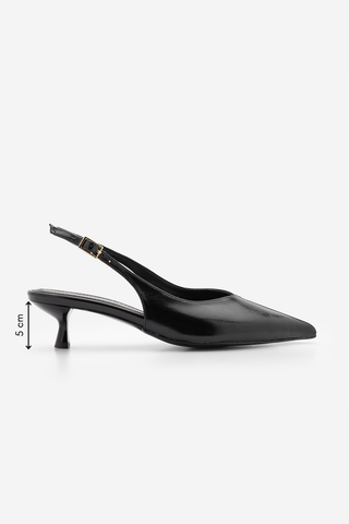 Kadın Stiletto Sivri Burun Kısa Klasik Topuklu Ayakkabı Orvani - Siyah