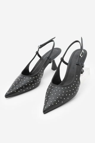 Kadın Stiletto Zımbalı Topuklu Ayakkabı Timon - Siyah