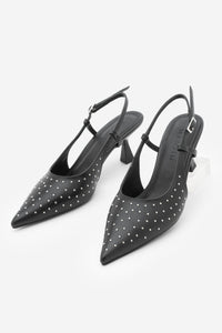 Kadın Stiletto Zımbalı Topuklu Ayakkabı Timon - Siyah