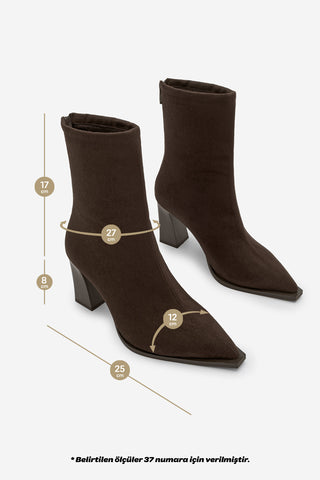 Kadın Topuklu Bot Kikas - Kahve Süet
