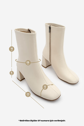 Kadın Topuklu Bot Nonas - Ekru