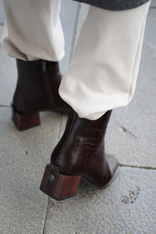 Kadın Topuklu Bot&Bootie Sayen - Kahve Croco