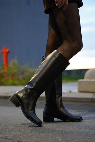 Kadın Topuklu Çizme Levarin - Siyah