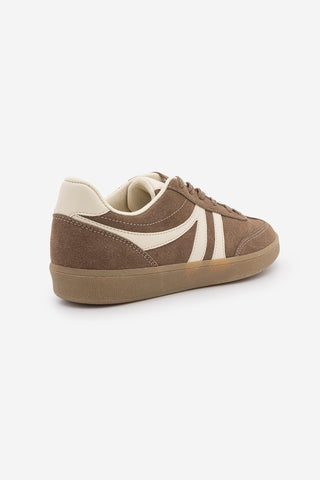 Kadın Sneaker Bağcıklı Spor Ayakkabı Tiyone - Vizon Süet