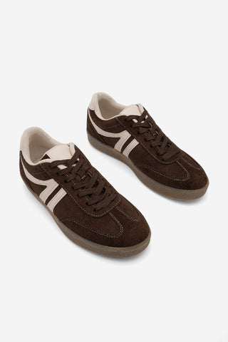 Kadın Sneaker Bağcıklı Spor Ayakkabı Tiyone - Kahve Süet