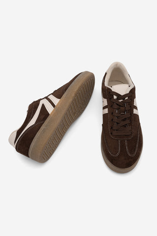 Kadın Sneaker Bağcıklı Spor Ayakkabı Tiyone - Kahve Süet