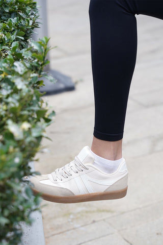 Kadın Sneaker Bağcıklı Spor Ayakkabı Tiyone - Bej