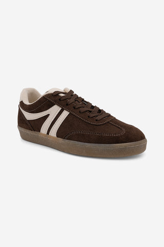 Kadın Sneaker Bağcıklı Spor Ayakkabı Tiyone - Kahve Süet