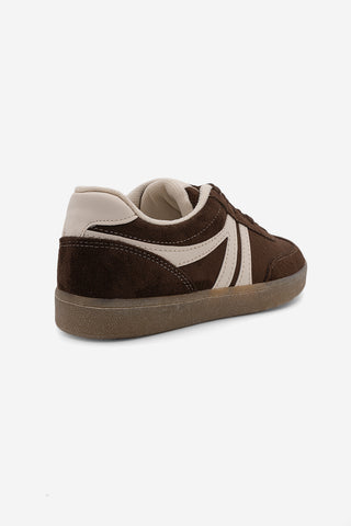 Kadın Sneaker Bağcıklı Spor Ayakkabı Tiyone - Kahve Süet