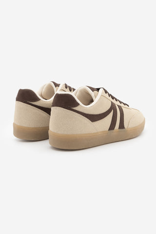 Kadın Sneaker Bağcıklı Spor Ayakkabı Tiyone - Bej Süet