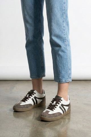 Kadın Sneaker Bağcıklı Spor Ayakkabı Tiyone - Kahverengi