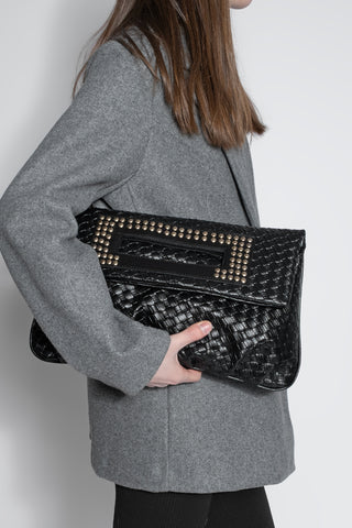 Kadın Zımbalı El Ve Omuz Çantası Panes - Siyah