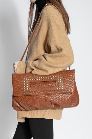 Kadın Zımbalı El Ve Omuz Çantası Panes - Taba